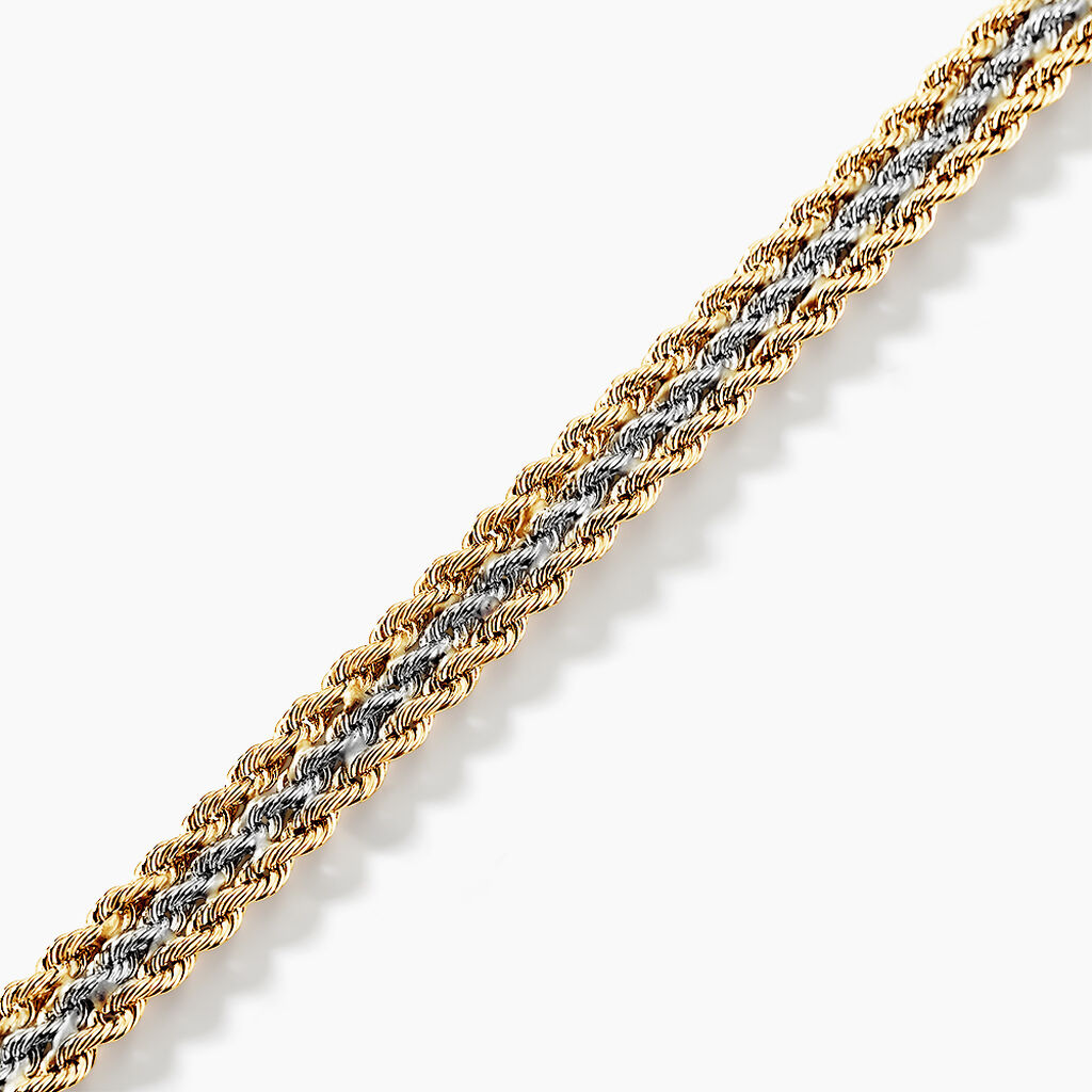 Bracelet Jerry Maille Corde 3 Rangs Or Bicolore - Bracelets chaîne Femme | Histoire d’Or