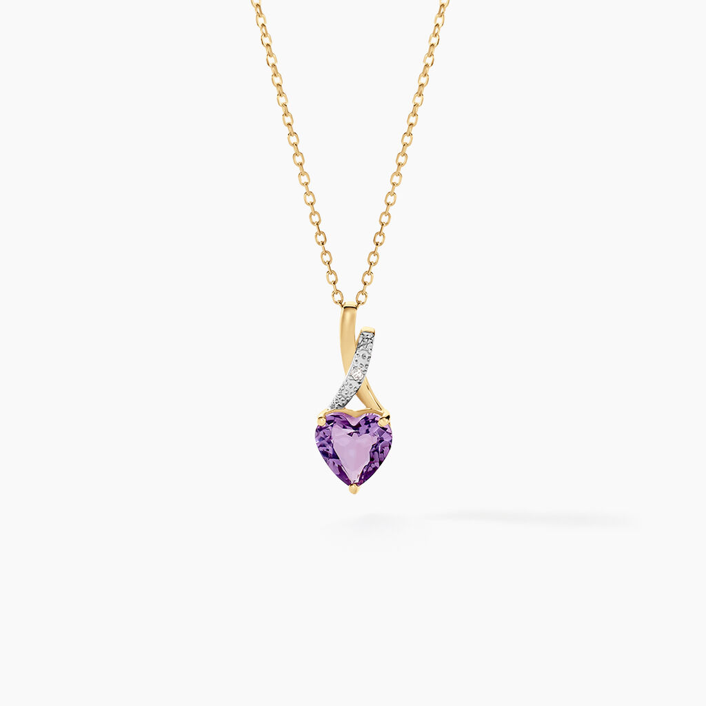 Collier Clothilde Or Jaune Amethyste Et Oxyde De Zirconium - F&ecirc;te des m&egrave;res Femme | Histoire d&rsquo;Or