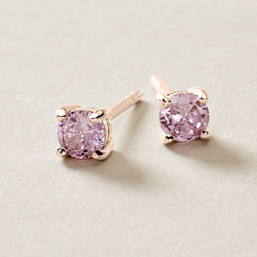 Boucles D'oreilles Puces Rio Argent Rose Oxyde - Boucles d'oreilles fantaisie Femme | Histoire d’Or