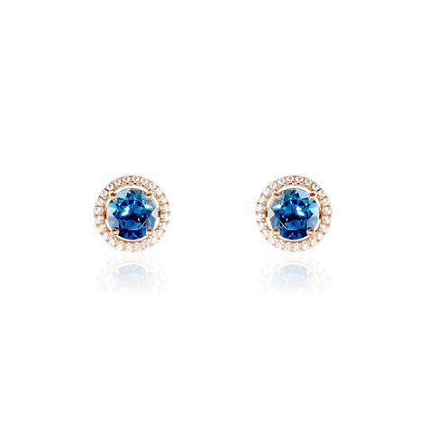 Boucles D'oreilles Puces Or Rose Maeva Topazes Oxydes De Zirconium - Clous d'oreilles Femme | Histoire d&rsquo;Or
