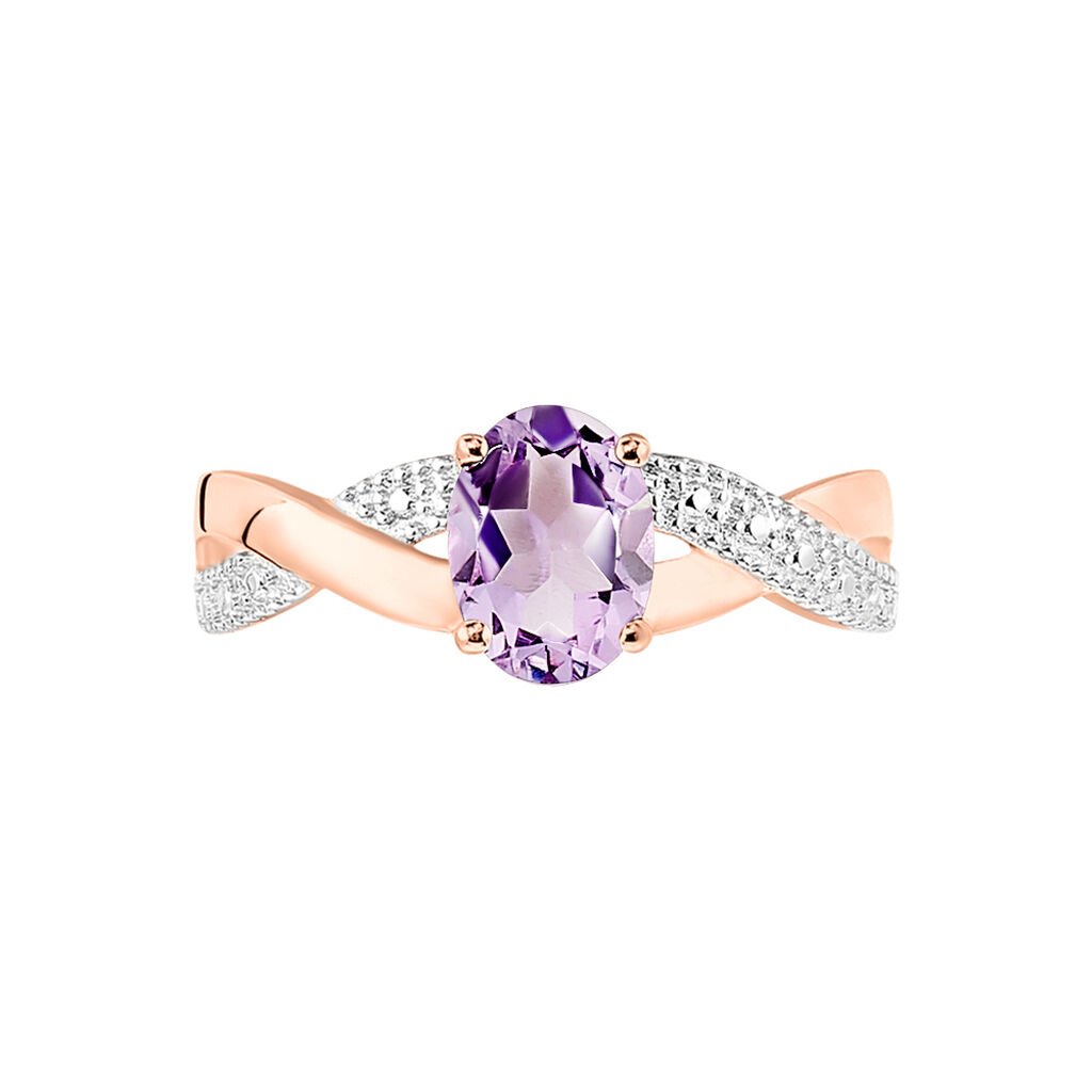 Bague Candice Or Rose Amethyste - Bagues solitaires Femme | Histoire d&rsquo;Or