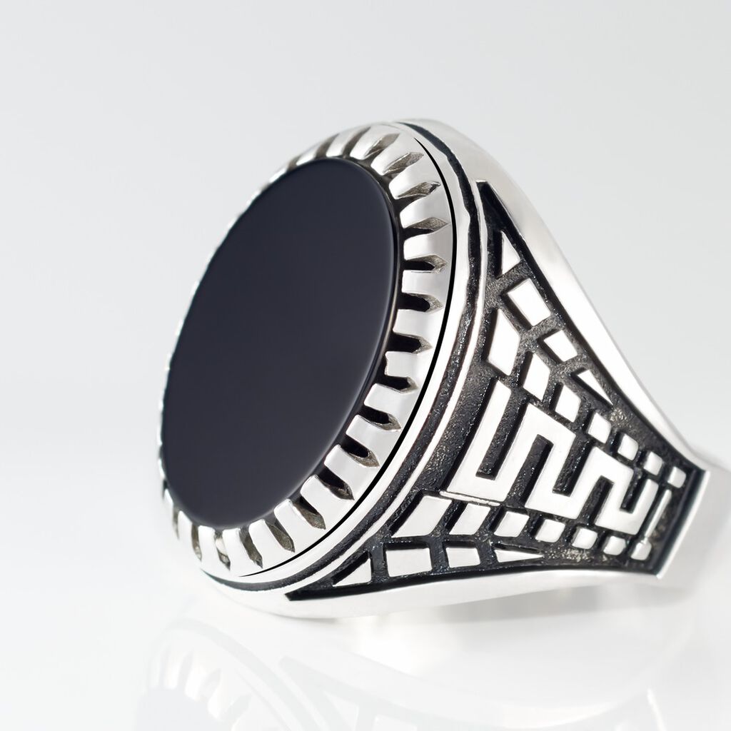 Bague Thimeo Argent Blanc Onyx - Bagues solitaires Homme | Histoire d&rsquo;Or