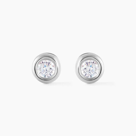 Boucles D'oreilles Puces Eden Serti Pneu Or Blanc Oxyde De Zirconium - Clous d'oreilles Femme | Histoire d’Or