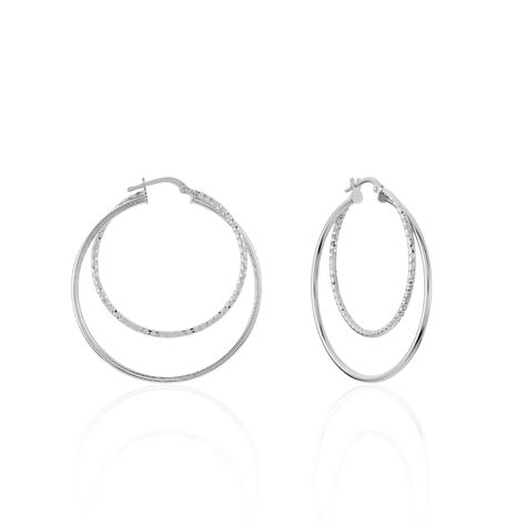 Créoles Argent Blanc Marjorie - Boucles d'oreilles créoles Femme | Histoire d’Or