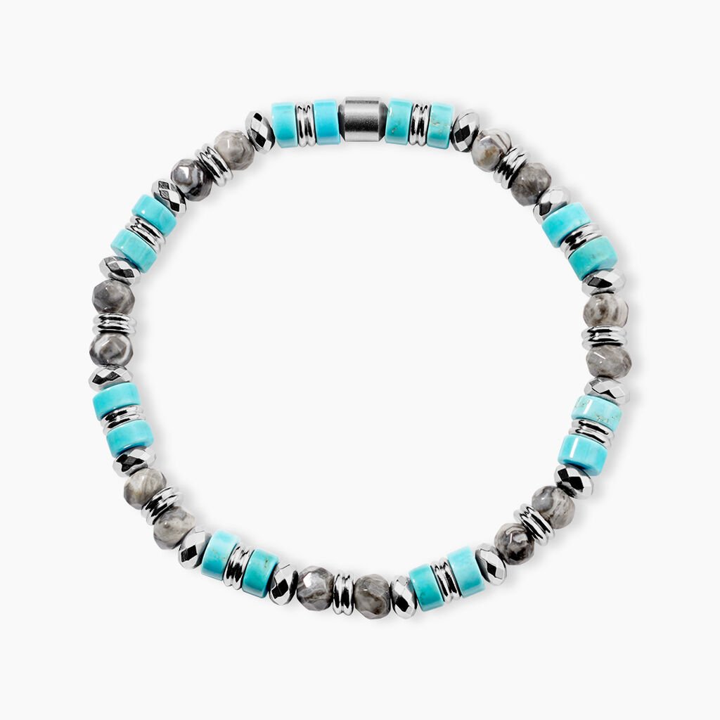 Bracelet Naturel Autres Tricolore Turquoise H&eacute;matite Jaspe Africain - F&ecirc;te des p&egrave;res Homme | Histoire d&rsquo;Or