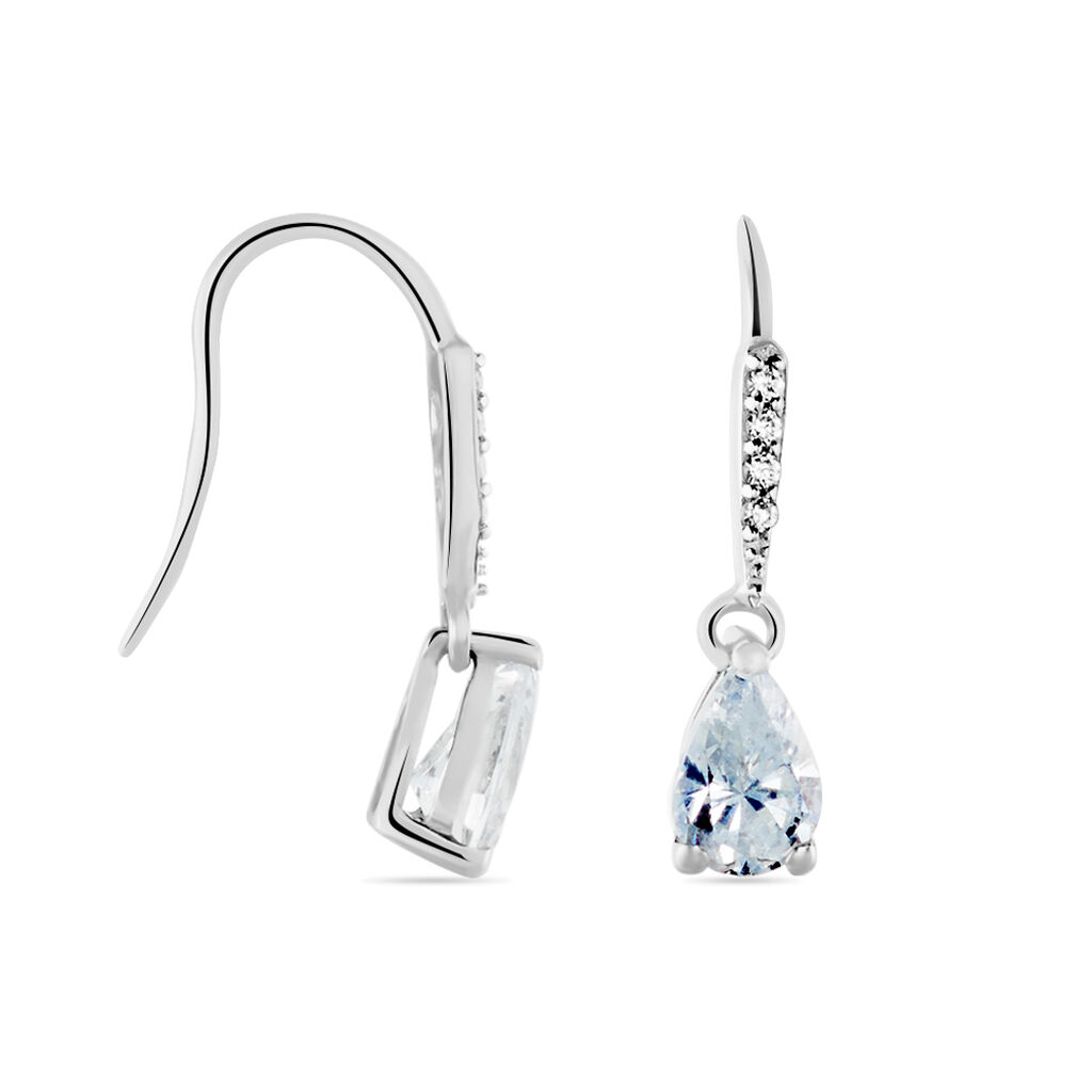 Boucles D'oreilles Pendantes Adib Or Blanc Oxyde De Zirconium - Boucles d'oreilles pendantes Femme | Histoire d’Or