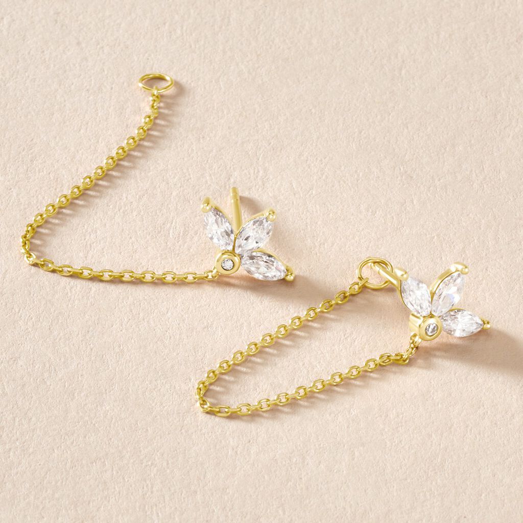 Boucles D'oreilles Pendantes Tiara Or Jaune Oxyde De Zirconium - Boucles d'oreilles pendantes Femme | Histoire d’Or