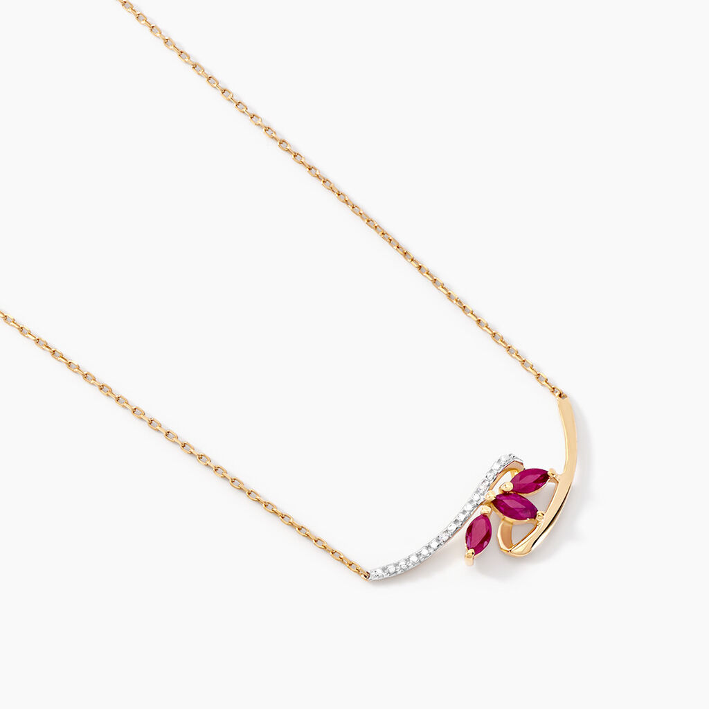 Collier Petale Or Bicolore Rubis Et Diamant - Colliers Femme | Histoire d’Or