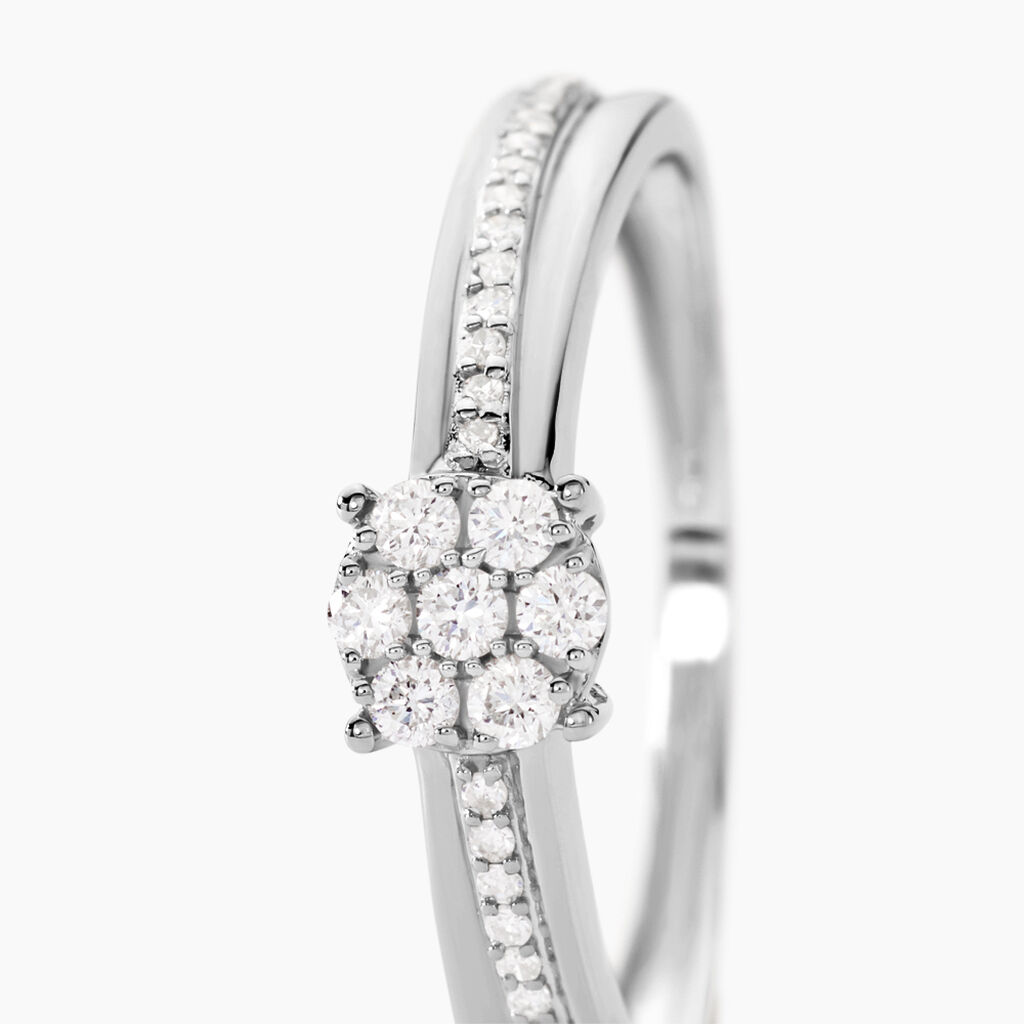 Bague Or Blanc Rosalane Diamants - Bagues avec pierre Femme | Histoire d&rsquo;Or