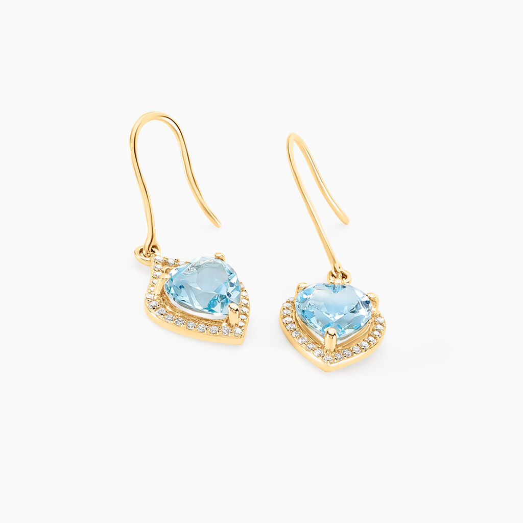 Boucles D'oreilles Pendantes Rosaline Or Jaune Topaze Et Oxyde - Boucles d'oreilles pendantes Femme | Histoire d’Or