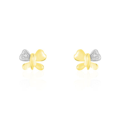 Boucles D'oreilles Puces Bartholomee Papillon Or Jaune - Clous d'oreilles Femme | Histoire d’Or