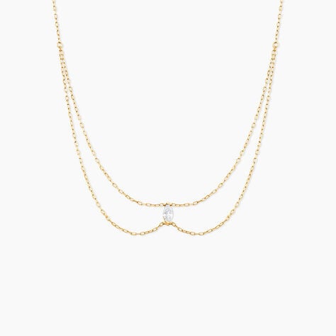 Collier Sparkle Or Jaune Oxyde De Zirconium - Colliers doubles et triples cha&icirc;nes Femme | Histoire d&rsquo;Or