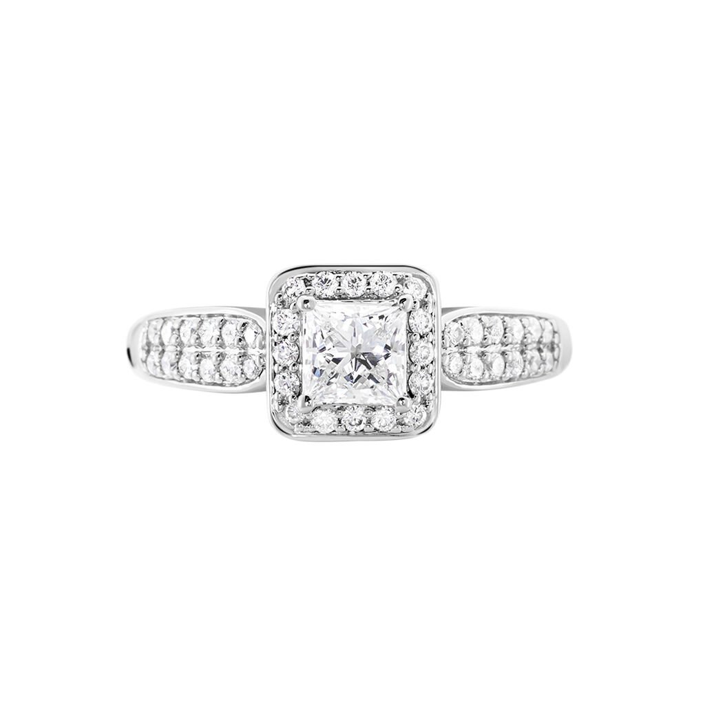 Bague Princessa Platine Blanc Diamant Synthétique - Bagues solitaires Femme | Histoire d’Or