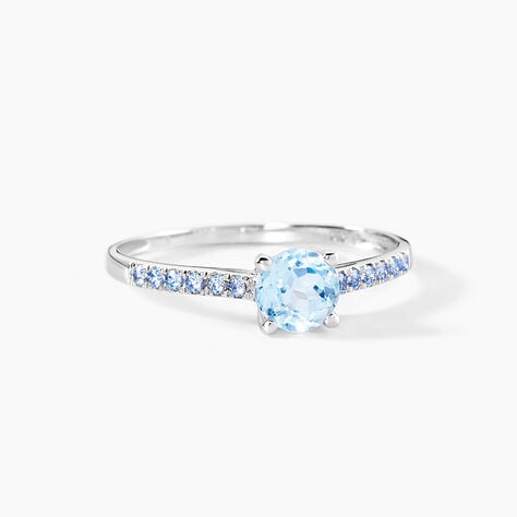 Bague Manon Or Blanc Topaze Et Oxyde De Zirconium - Bagues solitaires Femme | Histoire d’Or