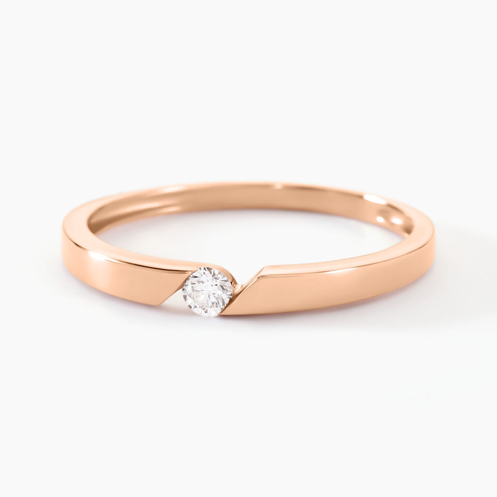 Bague Solitaire Anilie Or Rose Diamant - Bagues solitaires Femme | Histoire d’Or