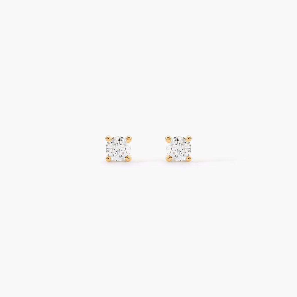 Boucles D'Oreilles Puces One Or Jaune Diamants - Boucles d'oreilles pierres pr&eacute;cieuses Femme | Histoire d&rsquo;Or