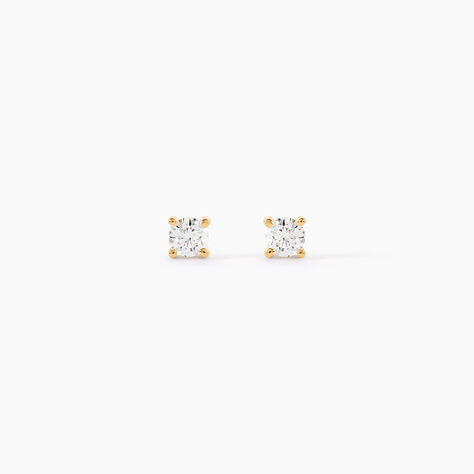 Boucles D'Oreilles Puces One Or Jaune Diamants - Boucles d'oreilles pierres pr&eacute;cieuses Femme | Histoire d&rsquo;Or