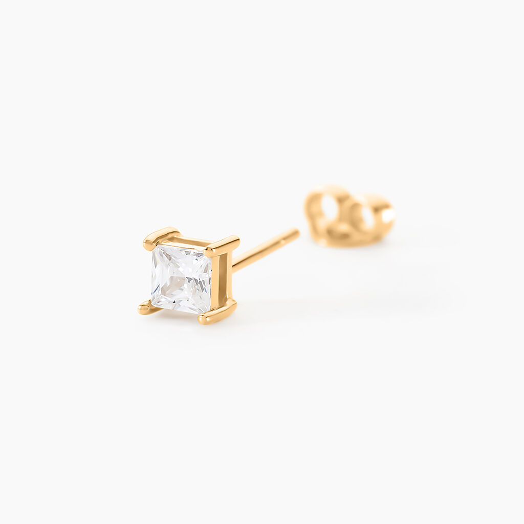 Boucle D'oreille Puce Unitaire Sofiane Plaqu&eacute; Or Jaune Oxyde Zirconium - Boucles d'oreilles fantaisie Homme | Histoire d&rsquo;Or