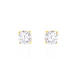 Boucles D'oreilles Puces 4 Griffes Or Jaune Diamant Synthetique - Clous d'oreilles Femme | Histoire d&rsquo;Or