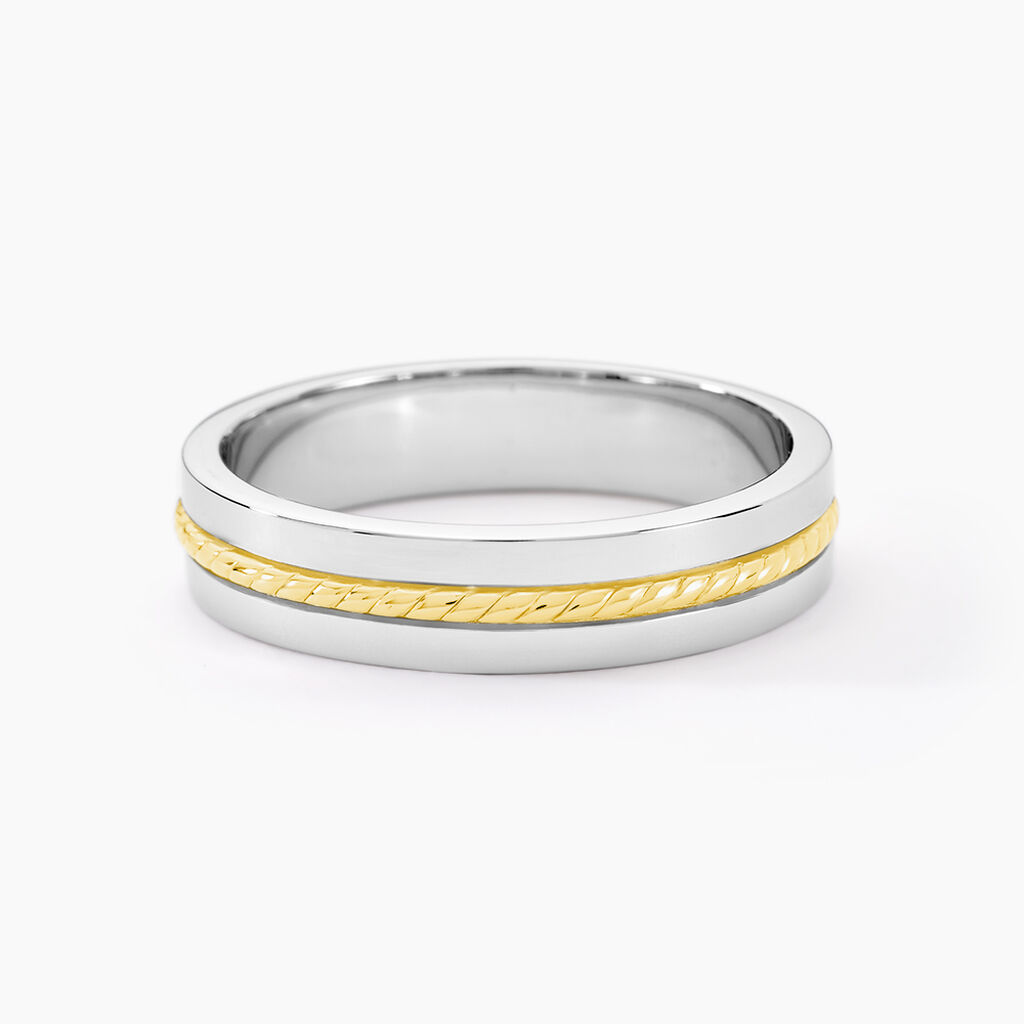 Alliance Leandro Ruban Argent Bicolore - Alliances Famille | Histoire d&rsquo;Or
