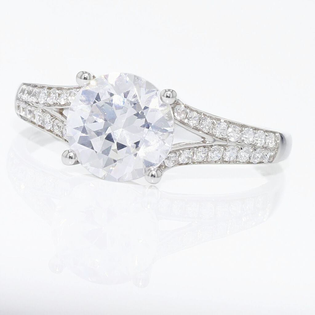 Bague Solitaire Carolina Or Blanc Oxyde De Zirconium - Bagues solitaires Femme | Histoire d&rsquo;Or