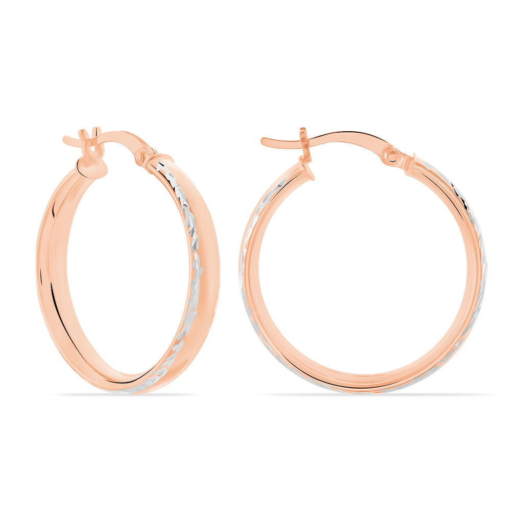 Créoles Argent Rose Ava - Boucles d'oreilles créoles Femme | Histoire d’Or