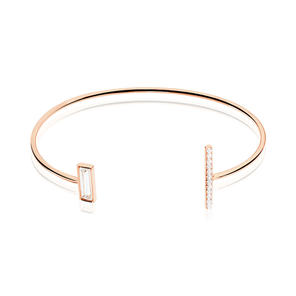 Bracelet Jonc Argent Rose Tea Oxyde De Zirconium - Bracelets joncs Femme | Histoire d&rsquo;Or