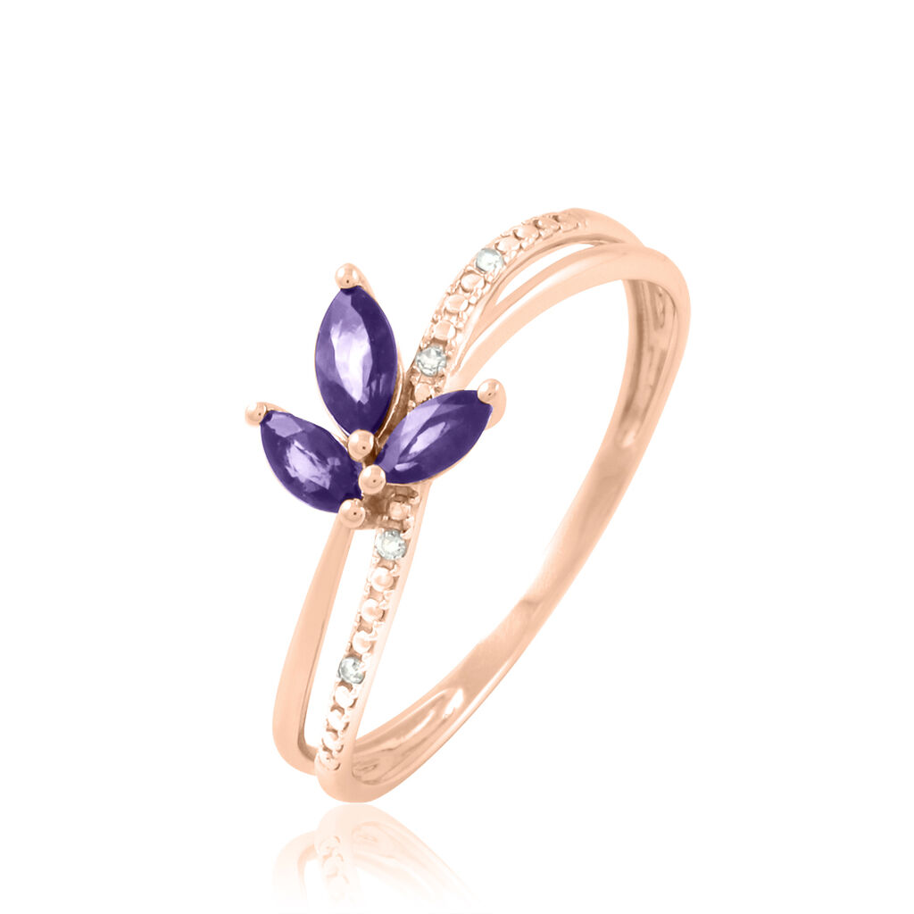 Bague Angie Or Rose Amethyste Et Diamant - Bagues avec pierre Femme | Histoire d’Or
