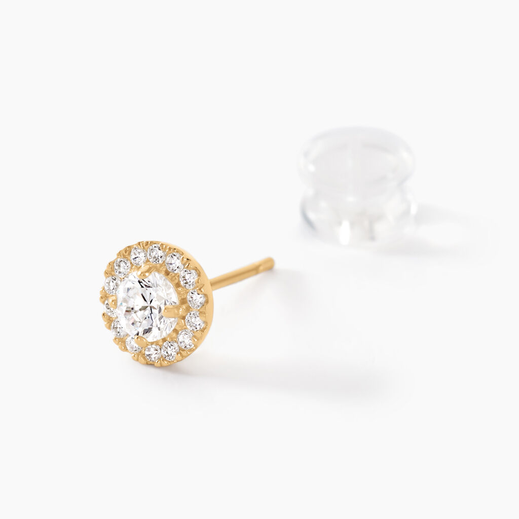 Boucles D'oreilles Puces Edna Or Jaune Oxyde De Zirconium - Clous d'oreilles Femme | Histoire d&rsquo;Or