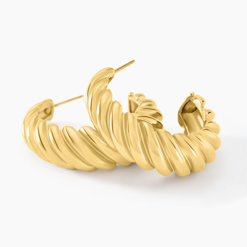 Créoles Jackie Acier Jaune - Boucles d'oreilles créoles Femme | Histoire d’Or