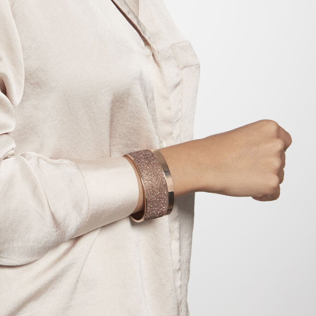 Bracelet Manchette Ouvert Acier Rose Carron - Bracelets manchettes Femme | Histoire d&rsquo;Or