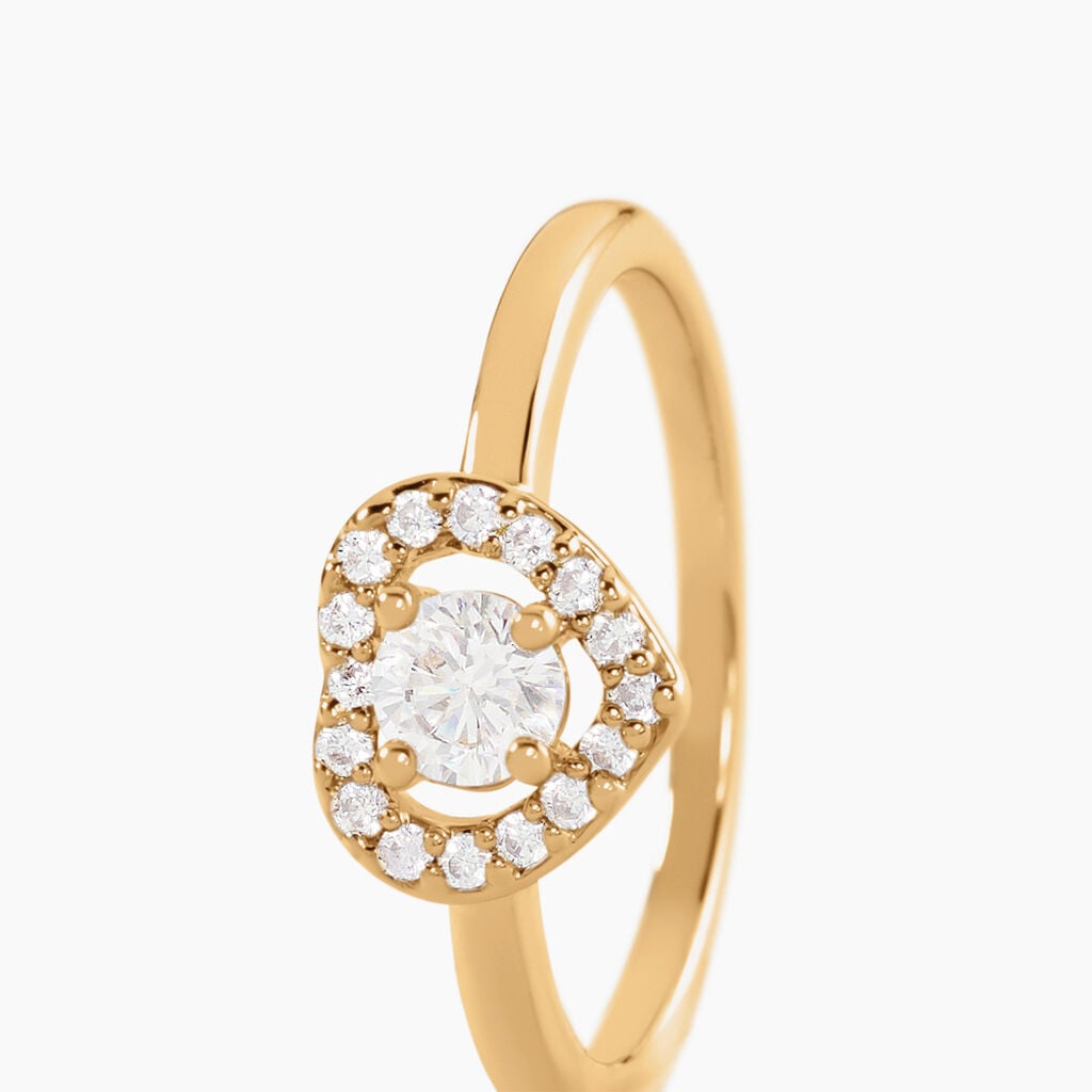 Bague Alais Plaqu&eacute; Or Jaune Oxyde De Zirconium - Bagues solitaires Femme | Histoire d&rsquo;Or