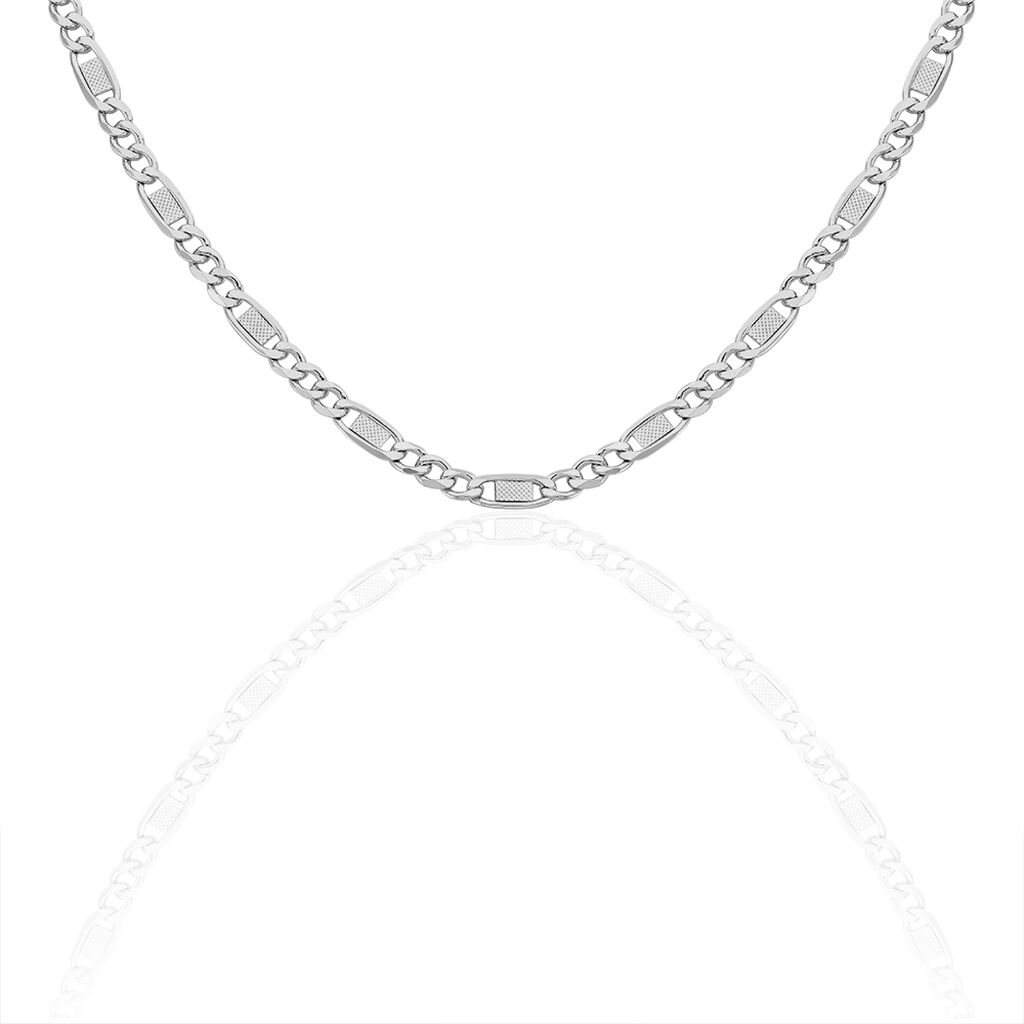 Collier Jeremi Maille Alternee 1/3 Et Plaquettes Argent Blanc - Chaines Femme | Histoire d’Or