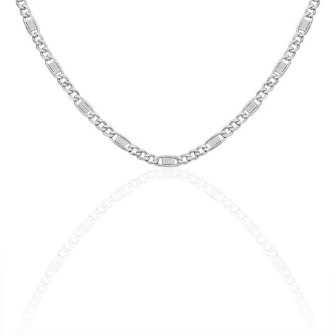 Collier Jeremi Maille Alternee 1/3 Et Plaquettes Argent Blanc - Chaines Femme | Histoire d’Or
