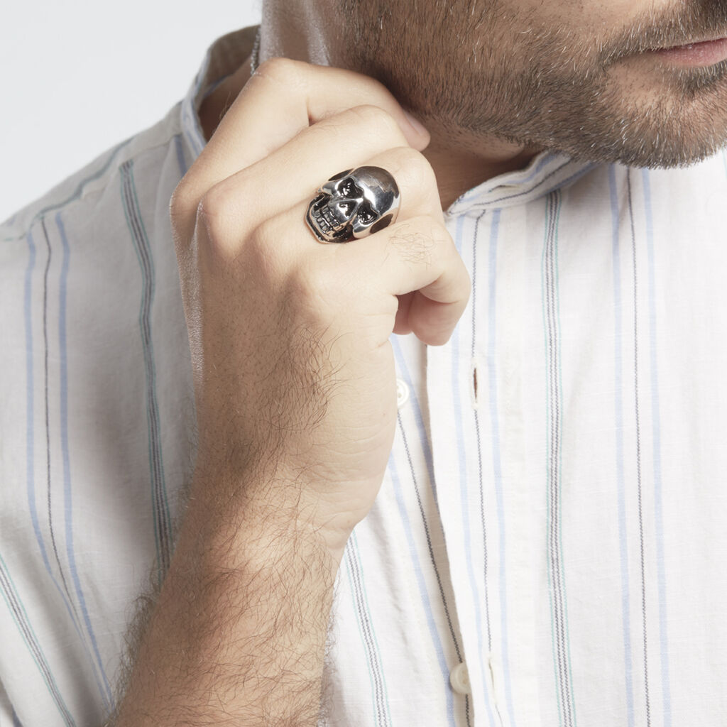 Bague Acier Blanc Et Noir Valentik - Bagues fantaisie Homme | Histoire d’Or