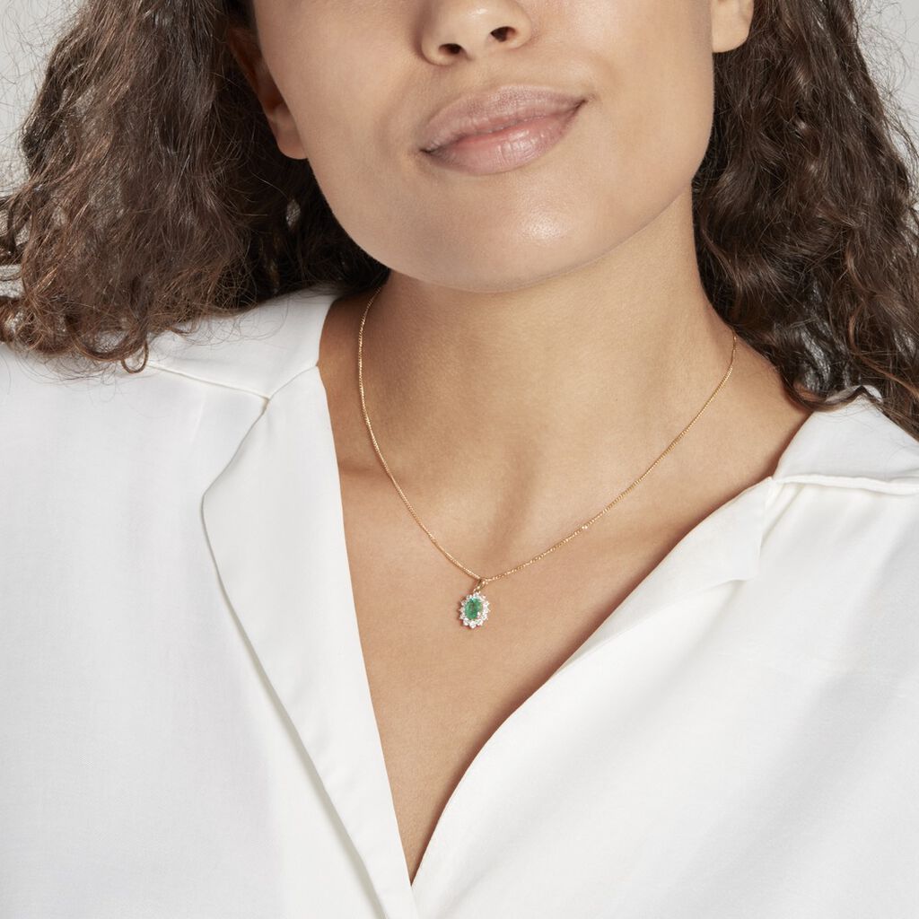 Pendentif Or Jaune Emeraude Diamants - Pendentifs Femme | Histoire d’Or