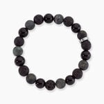 Bracelet Naturel Acier Argent&eacute; Pierre De Lave Jaspe Africain Agate - Bracelets Lithoth&eacute;rapie Homme | Histoire d&rsquo;Or