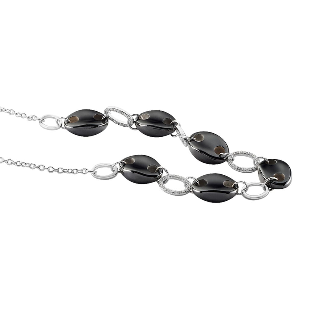 Collier Hattie Argent Blanc C&eacute;ramique Et Oxyde De Zirconium - Colliers Femme | Histoire d&rsquo;Or