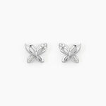 Boucles D'oreilles Puces Papillon Or Blanc Diamant - Clous d'oreilles Femme | Histoire d&rsquo;Or