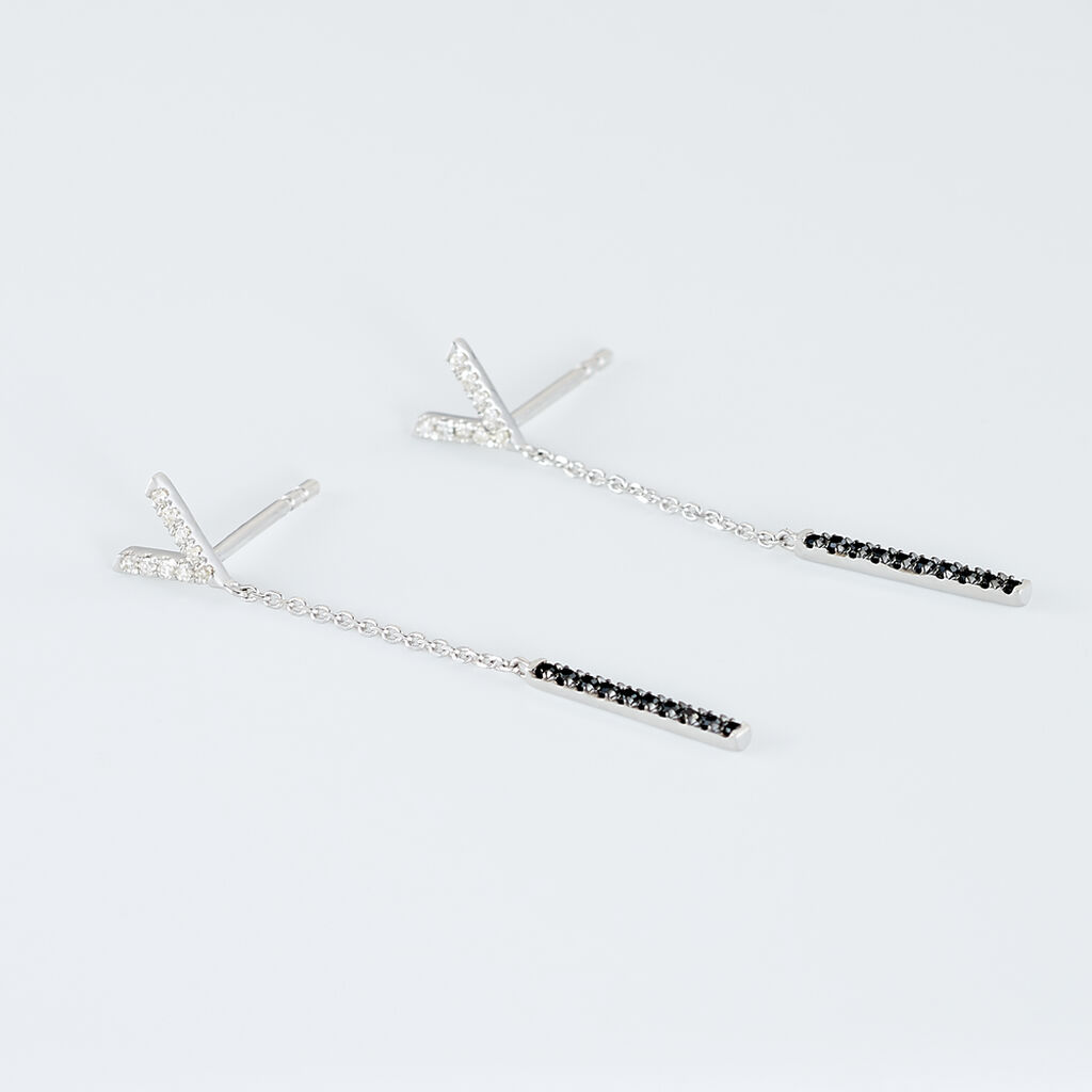 Boucles D'oreilles Pendantes Rachel Or Blanc Diamant - Boucles d'oreilles pendantes Femme | Histoire d’Or