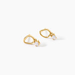Boucles D'Oreilles Puces Fortuna Argent Dor&eacute; A L'Or 750/1000 Oxyde De Zirconium - Boucles d'oreilles fantaisie Femme | Histoire d&rsquo;Or