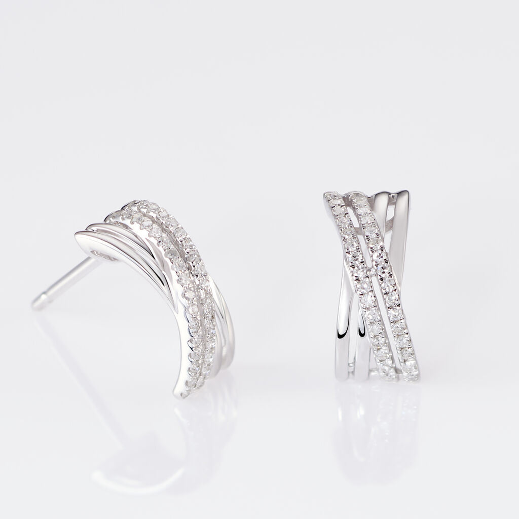Boucles D'oreilles Puces Julianne Or Blanc Diamant - Clous d'oreilles Femme | Histoire d’Or