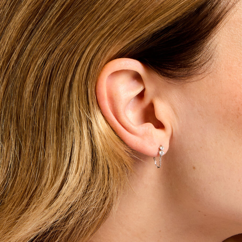 Boucles D'Oreilles Pendantes Ma&euml;l Argent Blanc Oxyde De Zirconium - Boucles d'oreilles fantaisie Femme | Histoire d&rsquo;Or