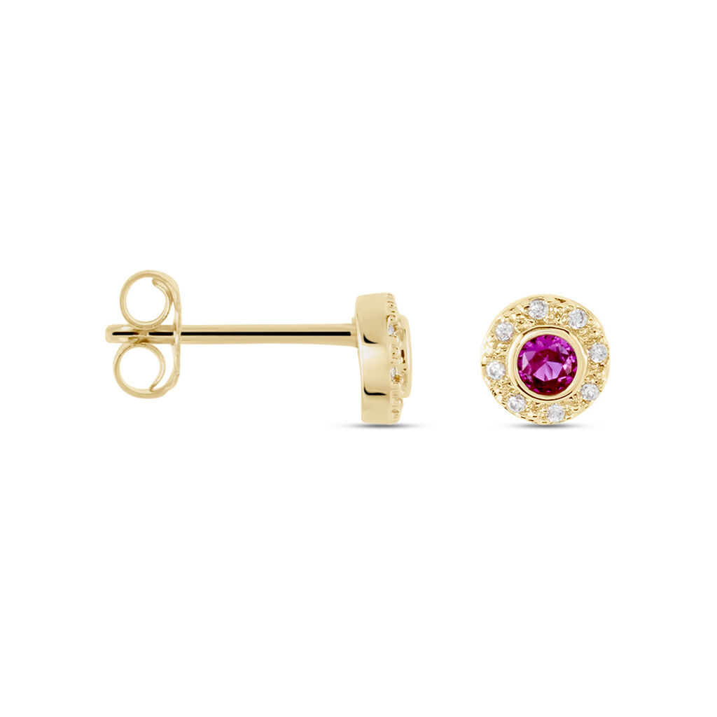 Boucles D'oreilles Puces Plaqué Or Eugenie Pierre Synthétique - Boucles d'oreilles fantaisie Femme | Histoire d’Or