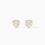 Boucles D'oreilles Puces Coeur Serti Clos Or Jaune Oxyde De Zirconium - Clous d'oreilles Femme | Histoire d&rsquo;Or