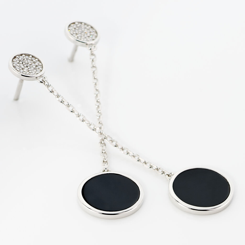 Boucles D'oreilles Pendantes Adonya Argent C&eacute;ramique Et Oxyde - Boucles d'oreilles fantaisie Femme | Histoire d&rsquo;Or