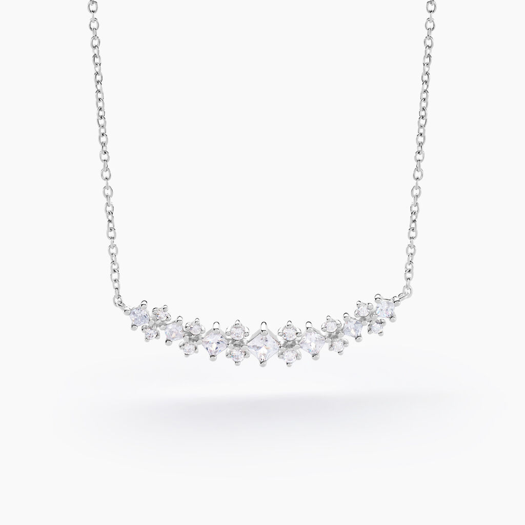 Collier Monique Argent Blanc Oxyde De Zirconium - Colliers fantaisie Femme | Histoire d&rsquo;Or