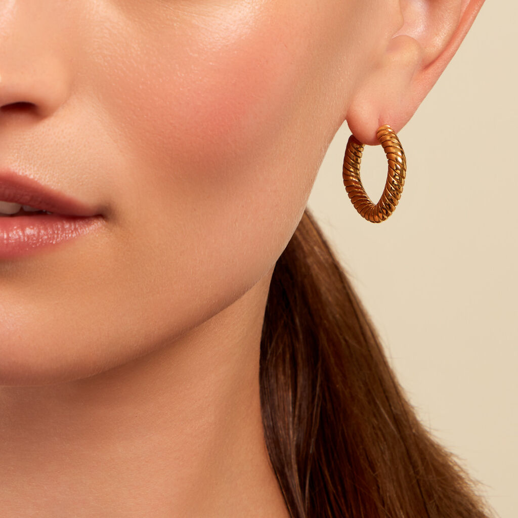 Créoles Dafnie Acier Jaune - Boucles d'oreilles créoles Femme | Histoire d’Or