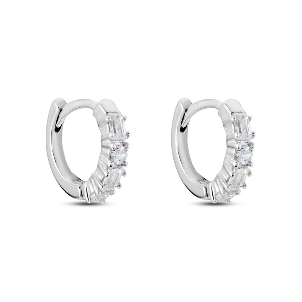 Créoles Argent Blanc Derren Oxydes De Zirconium - Boucles d'oreilles créoles Femme | Histoire d’Or