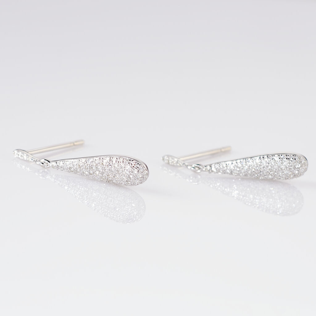 Boucles D'oreilles Puces Celine Or Blanc Diamant - Boucles d'oreilles pendantes Femme | Histoire d’Or
